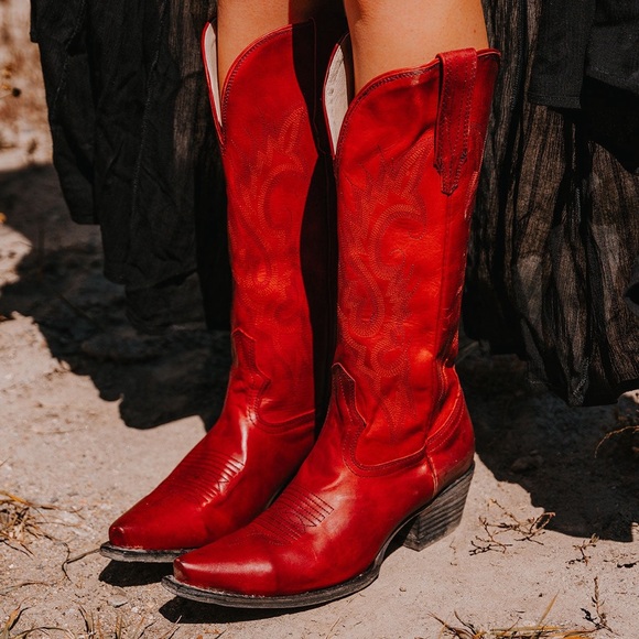 RODEO READY! Freebird Red Heeled Boots Classic Western Design (NEVER WORN) - Picture 1 of 13